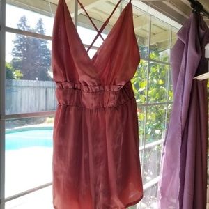 Pink silky date night romper